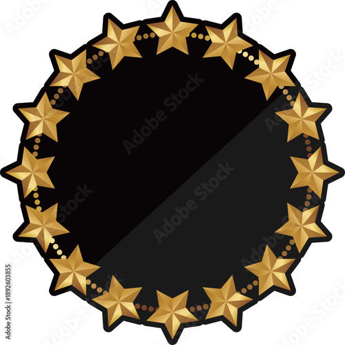 高級感のある星のフレーム　ブラック＆ゴールド