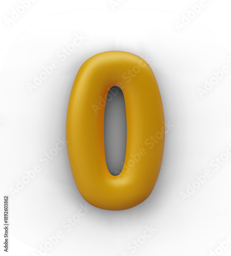 Golden number zero closeup. Isolated decorative element for commercial compositions, date, anniversary, price design. Vector template in 3D style. Symbol of nothing