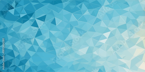 Abstract blue triangle pattern with mosaic polygon shapes and crystal texture creates a light vector illustration for a diamond style backdrop
