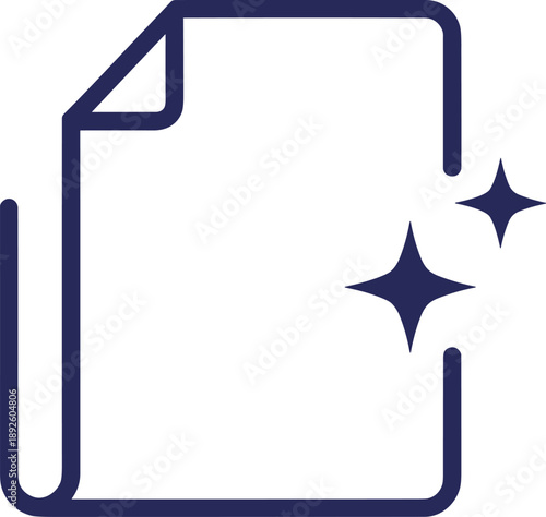 Clean document file icon with sparkle symbol representing AI generated content, digital file management, smart technology and modern interface design