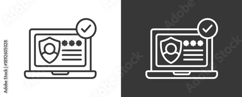 Secure Login Icon Set Vector Collection Isolated In Black And White