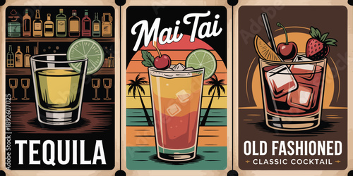 Tequila shot, bold TEQUILA poster featuring green liquor in shot glass with lime garnish on black background