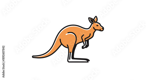 A minimalist kangaroo icon is standing alone in a modern design setting
