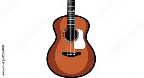 Acoustic guitar isolated on a white background - music instrument illustration.