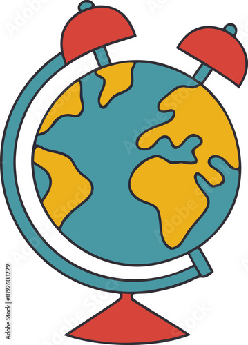 Illustrated globe with compass needles