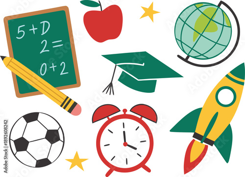 Illustration of educational and playful elements