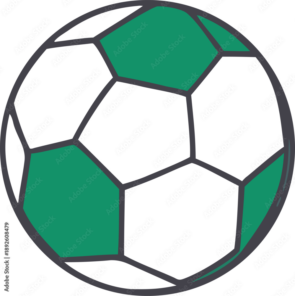Fototapeta premium Illustrated soccer ball with hexagonal panels
