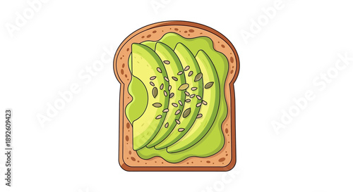 Avocado toast with seeds on white background
