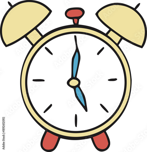 Vintage styled alarm clock with blue hands