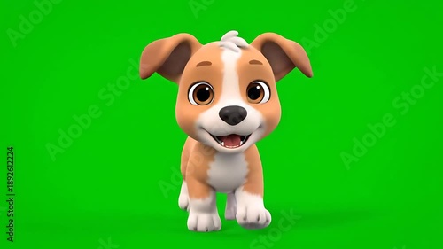 Adorable 3D Animated Puppy Running Towards Camera.