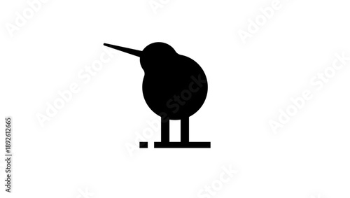 Kiwi bird logotype, black isolated silhouette