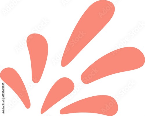 Hand drawn splatter or splash doodle in simple peach color. Abstract explosion element. Vector illustration for design, decoration, art, graphic