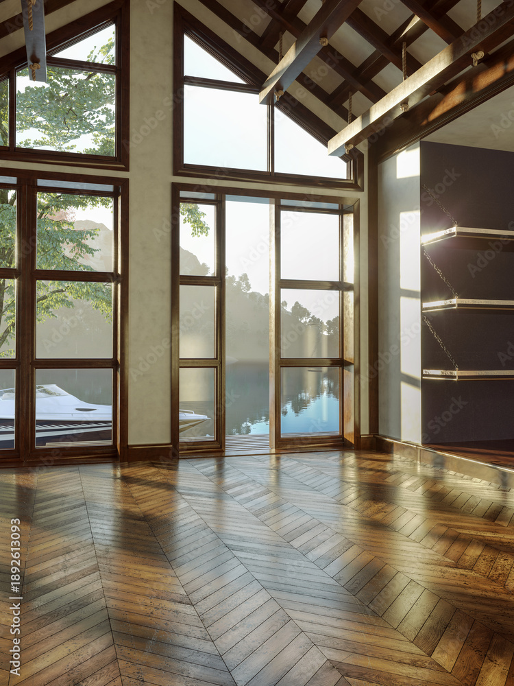 Obraz premium empty room with wooden floor