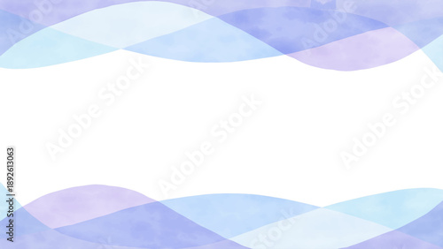 水彩風の手描き曲線フレーム　背景　青