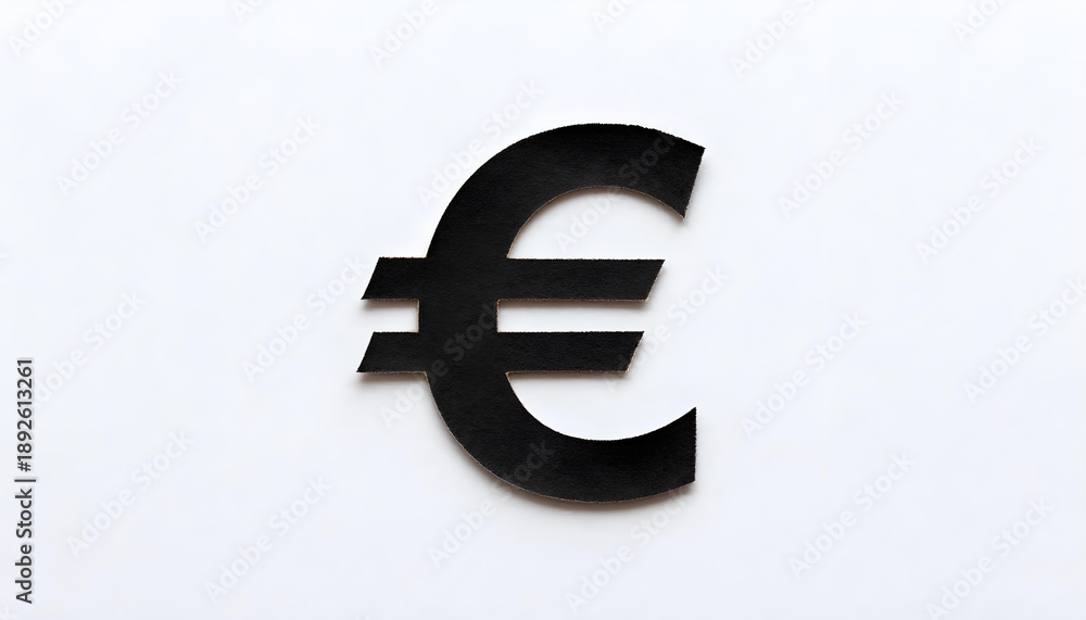 Fototapeta premium Black euro currency symbol cut out from paper on a white background