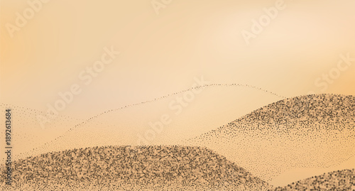 Abstract golden sand dunes landscape.Contrasting ridges and  flowing landscapes.