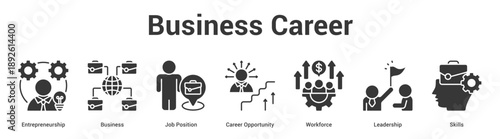Business Career web banner icon set vector illustration concept for business with icon of Entrepreneurship, Business, Job Position, Career Opportunity, Workfor.