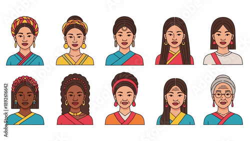 Diverse women from different cultures smiling.