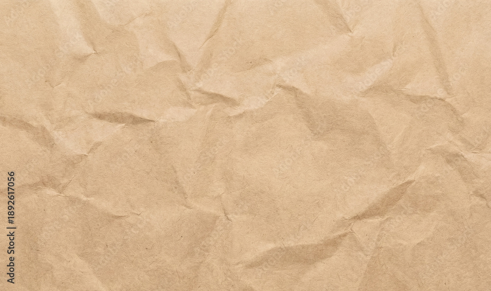 Fototapeta premium Crumpled Craft Brown Paper Texture Background