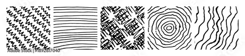 Set of monochrome hand-drawn crosshatch textures