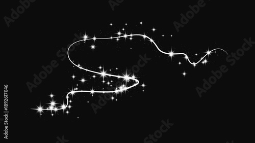 Silver glittering confetti wave and stardust