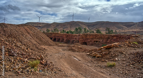 Old mining area showing energy transition in midelt, morocco