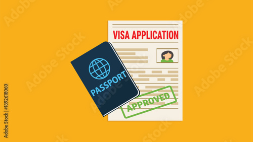 A passport next to visa application form.Application visa Document for travel.Travel approval. Immigration visa
