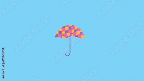 Umbrella icon in flat style. Umbrella vector illustration on blue background.