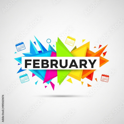 February Month Text Vector Icon Illustration for Calendar, Planner and Holiday Design