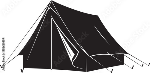 Classic outdoor camping tent silhouette for wilderness adventures and overnight stays