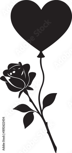 Wallpaper Mural Black heart balloon and rose on grey Torontodigital.ca