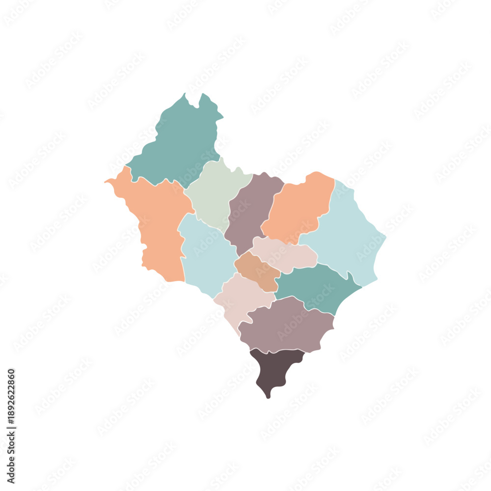Fototapeta premium Colorful Map Regions Illustration Design Element.