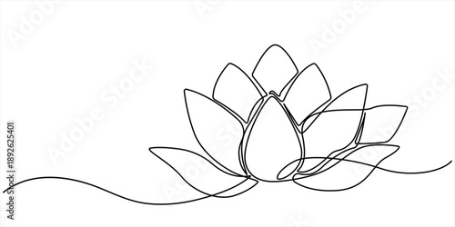 Continuous line drawing of lotus flower .one line  vector illustration  with out background, Continuous line drawing of lotus flower .one line  vector illustration  with out background.