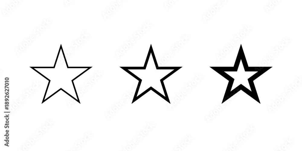 Obraz premium Simple star outline icon set in thin and bold style. Favorite and bookmark symbol