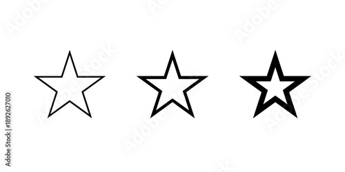 Simple star outline icon set in thin and bold style. Favorite and bookmark symbol