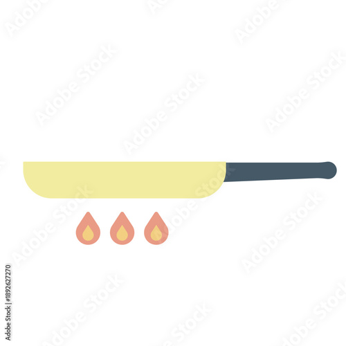 火にかけたフライパンを表したフラットデザインアイコン