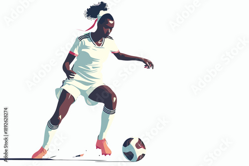 black woman playing soccer isolated