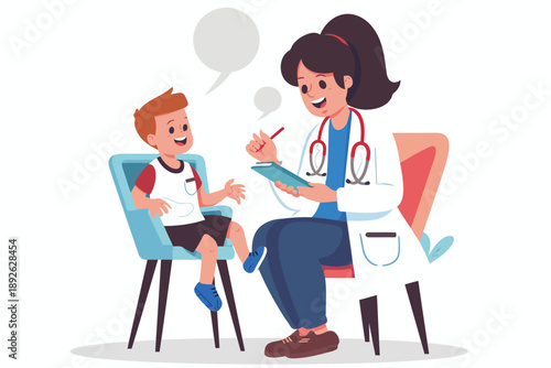 doctor talking with little baby isolated