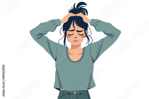 frustrated asian woman isolated