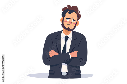 frustrated man in business suit isolated
