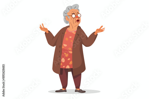 frustrated old woman isolated