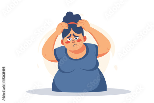 frustrated overweight woman isolated