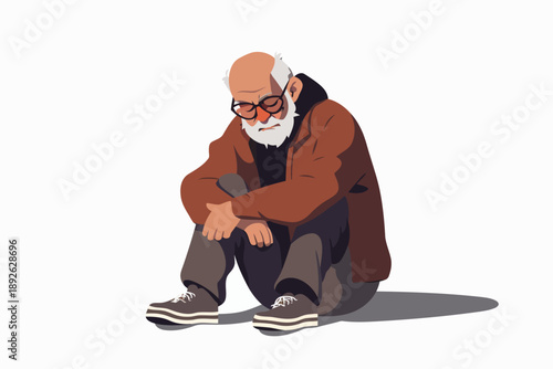 frustrated old man isolated