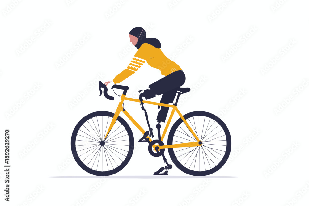 Fototapeta premium person with prosthetic leg riding bycicle isolated