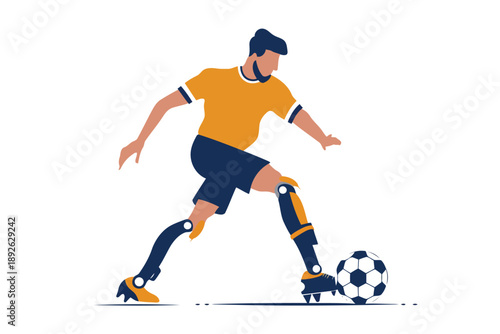 person with prosthetic leg playing socer isolated