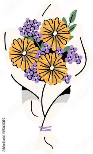 Wallpaper Mural Bouquet of Flowers Illustration Torontodigital.ca