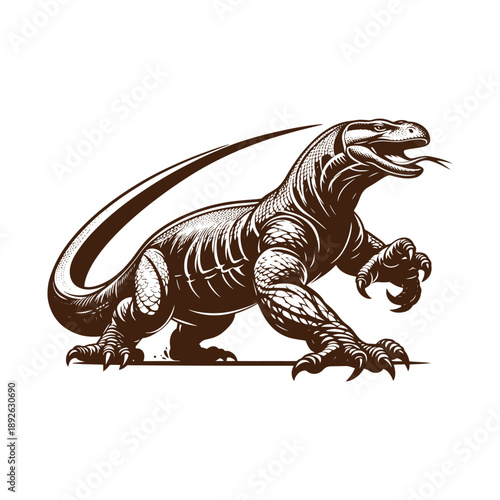 Fierce dinosaur illustration with sharp claws and teeth