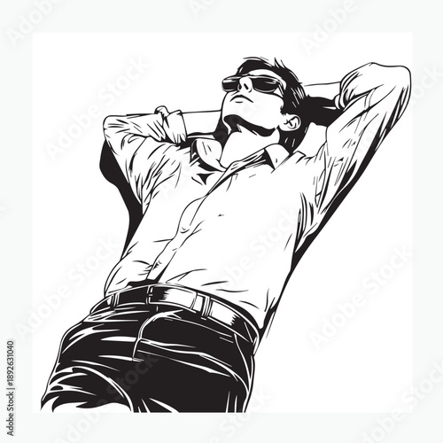 young man listening music