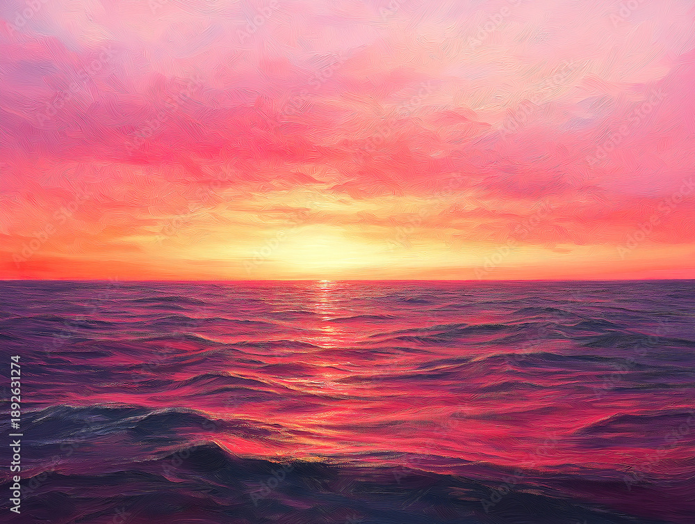 Fototapeta premium A Tranquil Evening Sky Glowing in Shades of Pink and Orange