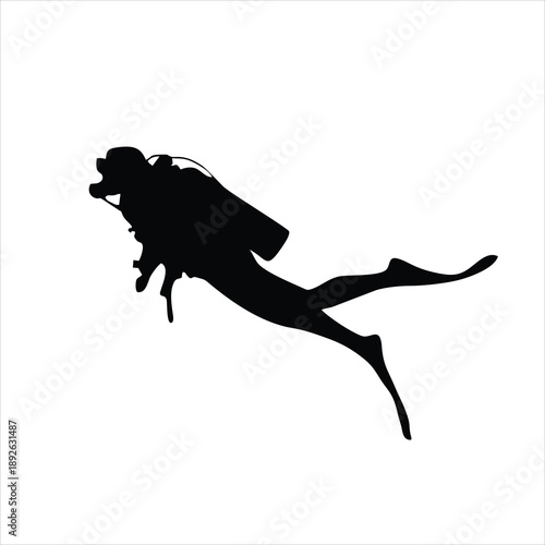 Scuba diver silhouette underwater exploration
